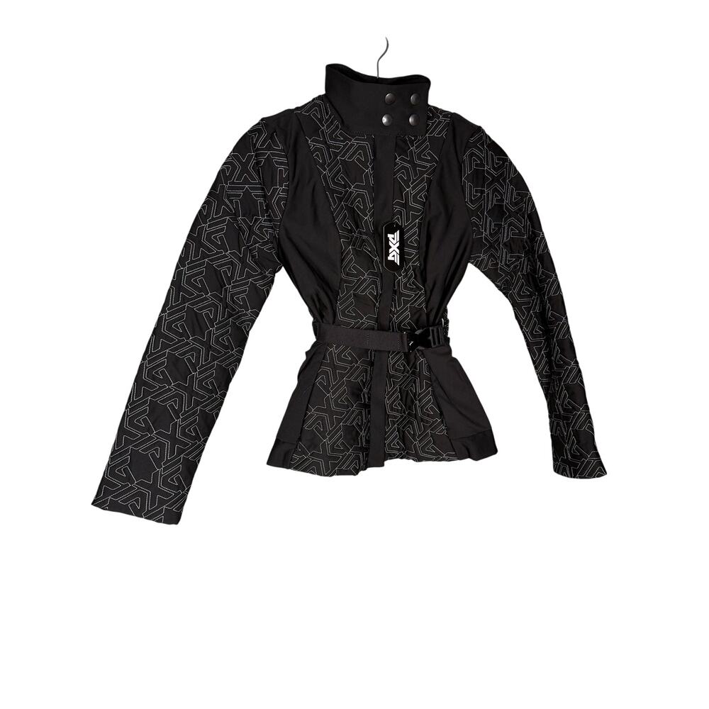 NWT PXG all over logo jacket belted waist jacket